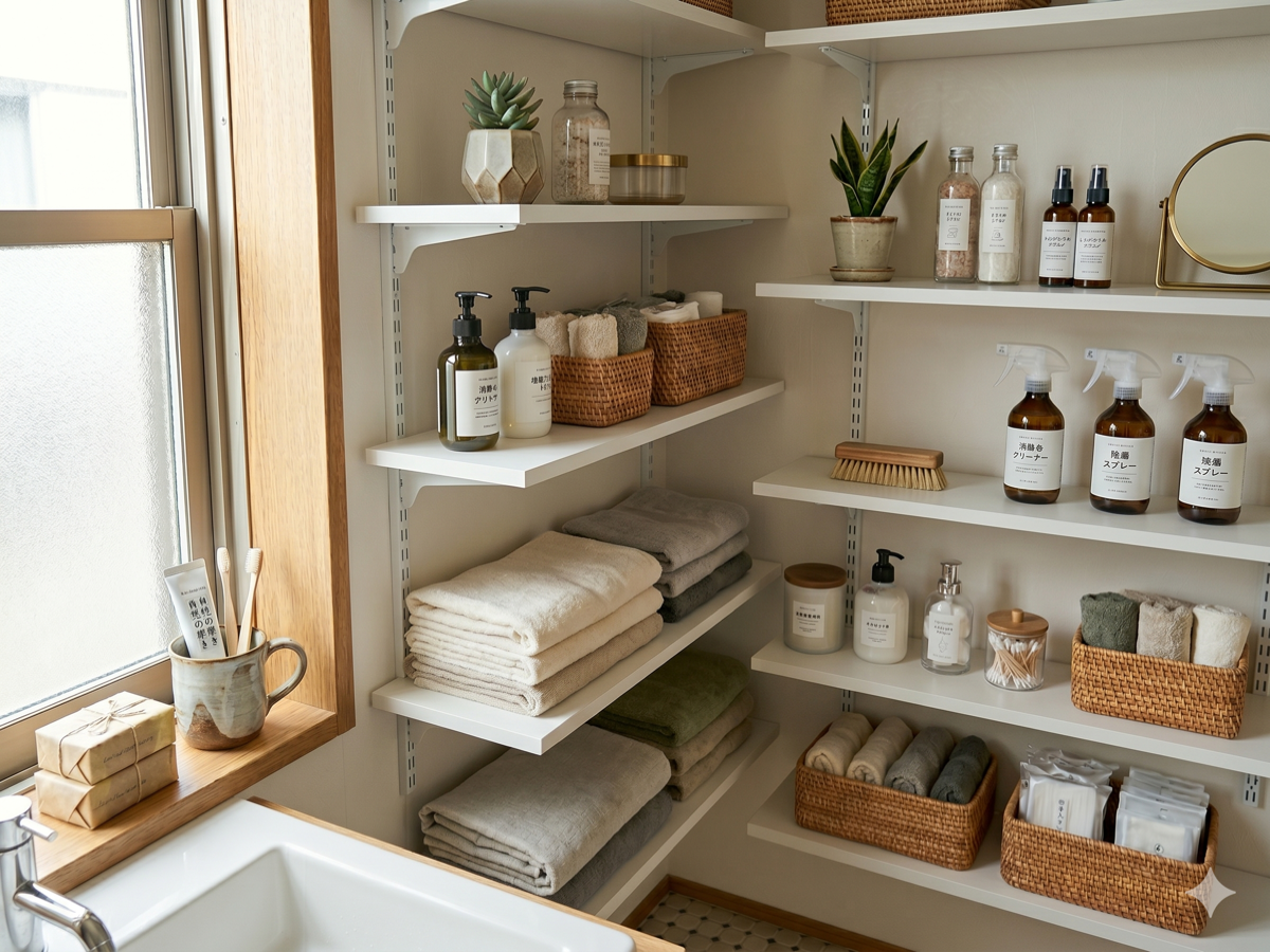 洗面所・トイレの小物収納に使うウォールシェルフ