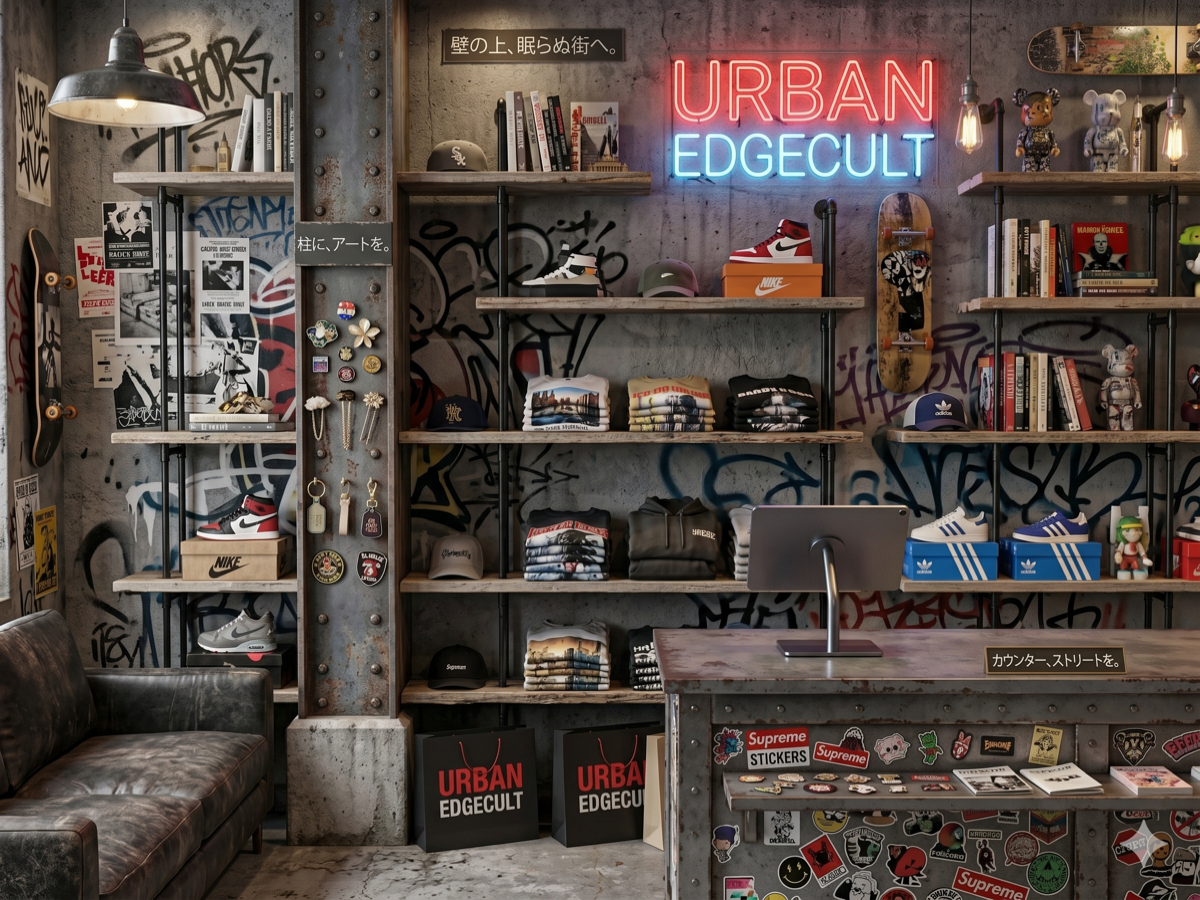 デッドスペースを活かしたウォールシェルフの陳列